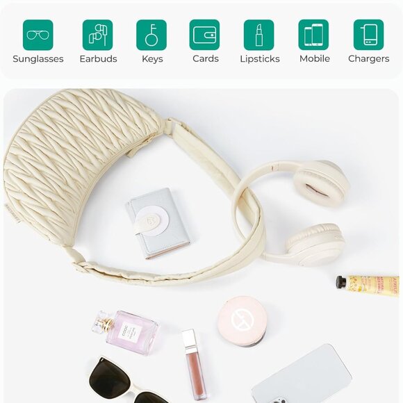 Lightweight Nylon Hobo Bag for Women - Fashionable Crossbody with Pockets - Picture 6 of 7